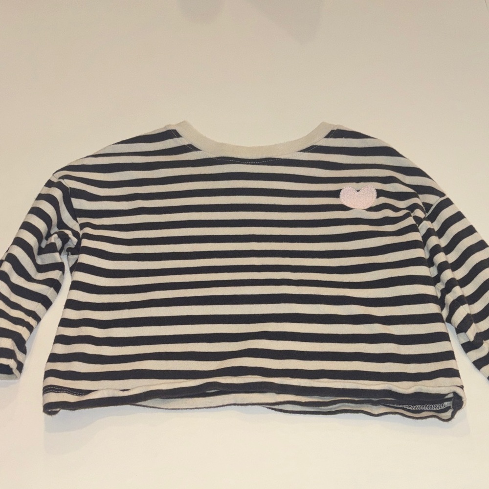 Hanna Andersson Black and Grey Striped Long Sleeve Tee